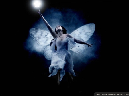 gothic fairy - fairy, gothic, light, blue