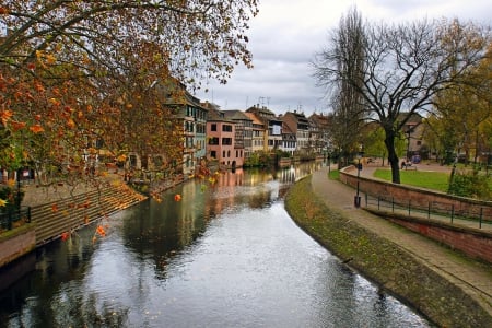 Houses on the Canal - cityscapes, canals, houses, trees, architecture