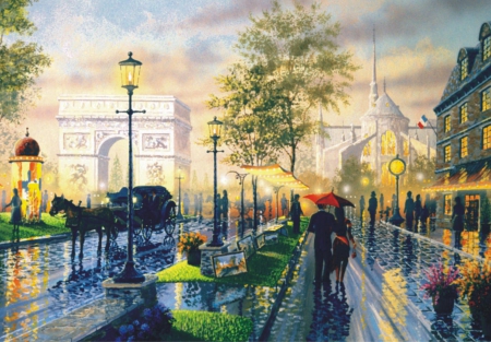 *Αrt* - street, Paris, painting, rain, couple, art, day