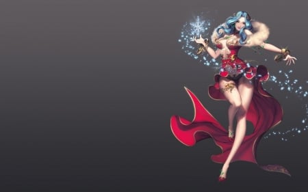 Fantasy girl - woman, game, girl, red, blue, fantasy