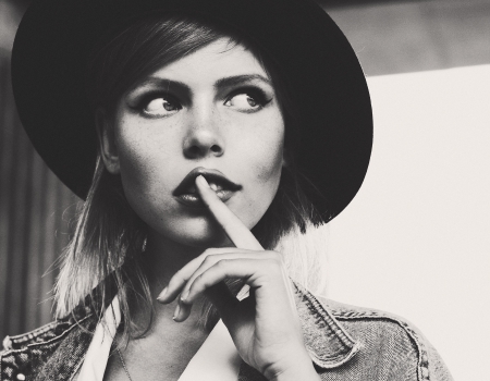 * - hat, photography, pretty girl, shhhhh, face, black and white