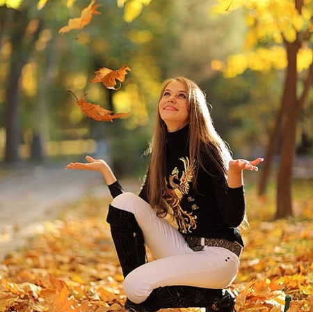 It's Autumn - beautiful, forest, girl, autumn