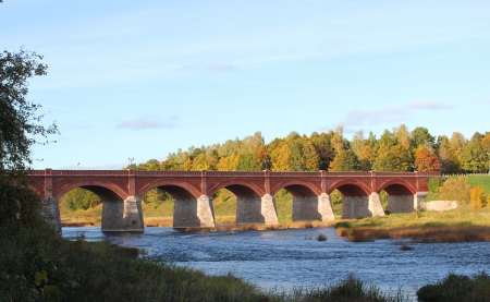 Venta bridge by autumn. - nature, autumn, rivers, bridges, other