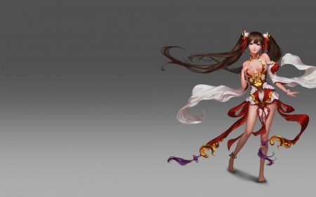 Fantasy girl - tail, game, girl, red, cute, fantasy