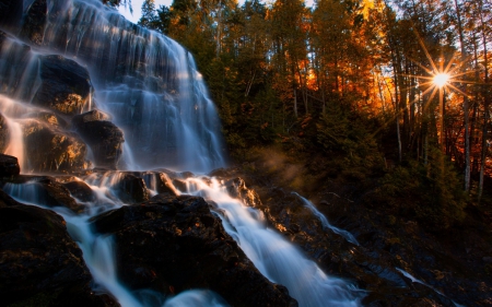 Autumn Forest Waterfall - nature, waterfalls, autumn, forests