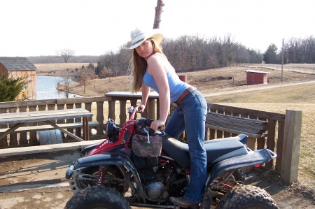 Quad Rider - quad, boots, hat, cowgirl