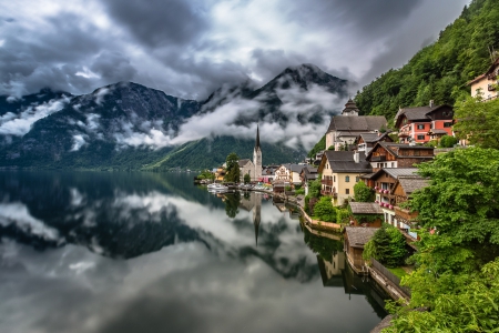 Peaceful Place - view, houses, lake, splendor, mountains