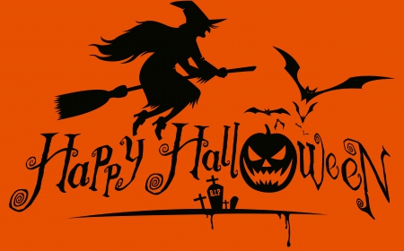 Happy Halloween - graveyard, jack o lantern, cemetery, bats, hat, pumpkin, tombstones, happy halloween, witch, halloween, broom, graves