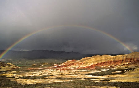 Rainbow - nature, fields, rainbow, clouds