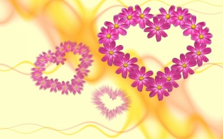 flower heart - love, flower, pink, heart