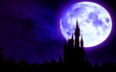 SPOOKY CASTLE - full moon, halloween, castle, night