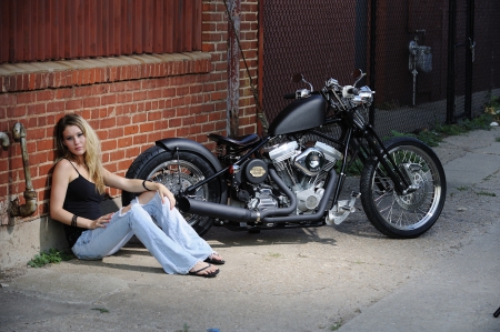 Her First Love - harley, chopper, motorcycle, bike