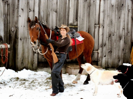 Rough Rider - women, fun, female, hats, barns, girls, cowgirls, outdoors, horses, dogs, ranch, westerns