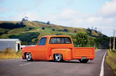 1979-Chevrolet-C10-Stepside - orange, lowered, classic, gm