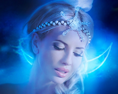 Beautiful Princess - face, magical, blue, woman