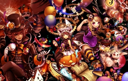 Alice in Wonderland - manga, wonderland, anime, purple, Alice, madhatter