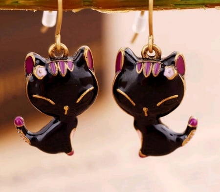 Black cat pendants - black, pendant, halloween, pink, cat