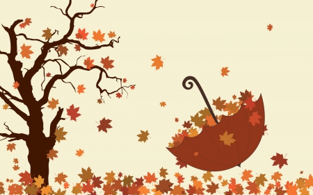 Fallen Leaves - fall, leaves, tree, branches, umbrella, autumn