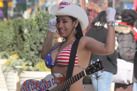 New York City Cowgirl - boots, hat, guitar, cowgirl