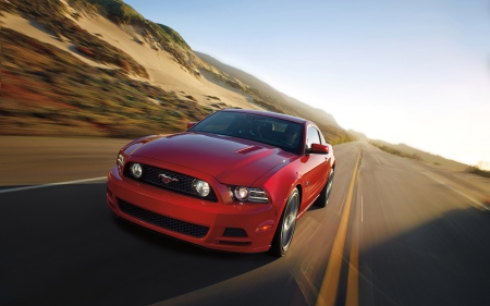 ford mustang - american, ford, mustang, red