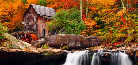 Autumn mill - autumn, trees, stream, colorful, mill, lovely, rocks, serenity, nature, calmness, forest, river, beautiful