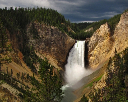 Awesome Waterfall - nature, trees, mouintains, waterfalls, landscapes