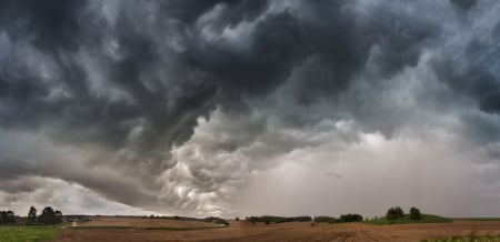 The storm began - fields, storm, nature, clouds