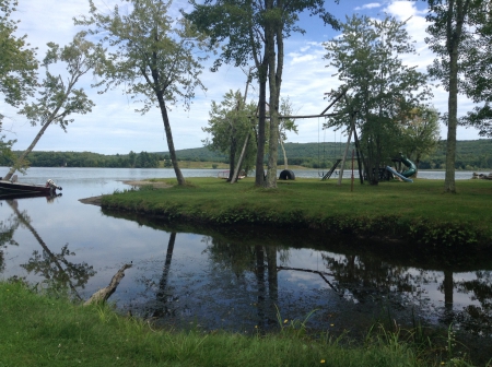 Maine Lake - maine, mountains, lake, grass