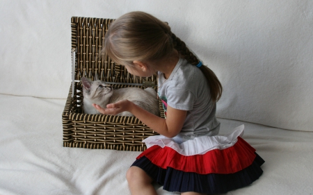 * Sweet * - girl, basket, animals, cat