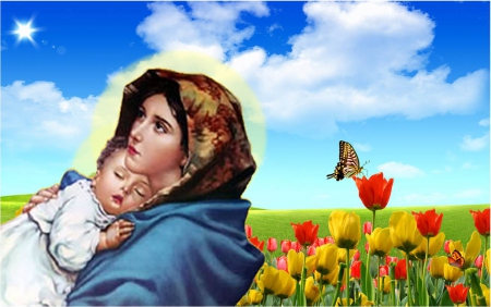 Blessed mother Mary - christ, jesus, mary, baby, motther