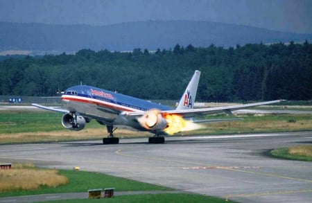  Boeing 777-200ER Engine Fire - boeing, 777, takeoff, engine fire