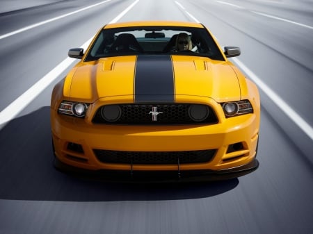 ford mustang boss 302 - ford, yellow, mustang, boss