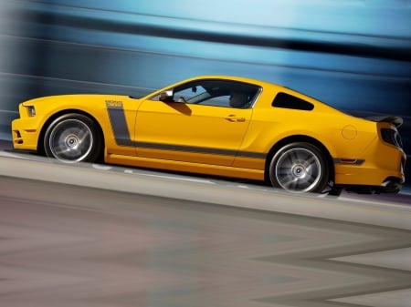 ford mustang boss 302 - ford, yellow, mustang, boss