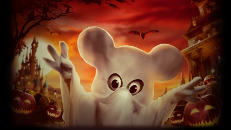 Disney Halloween - ghost, mickey, funny, artwork