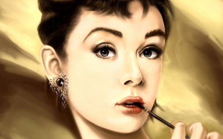 Audrey Hepburn - woman, digital, Audrey Hepburn, girl, portrait, art, actress