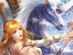 Fantasy girl and dragon