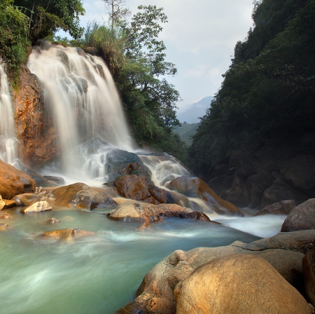 Waterfall - nature, water, trees, waterfall