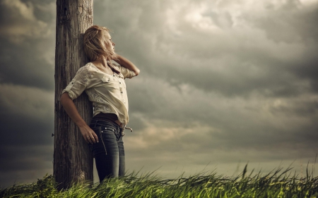 beauty - sky, grass, outdoor, model