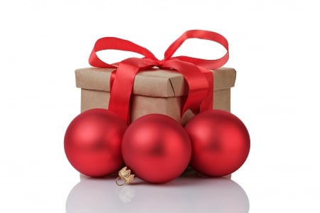 Xmas - christmas, balls, gift, lace, bow