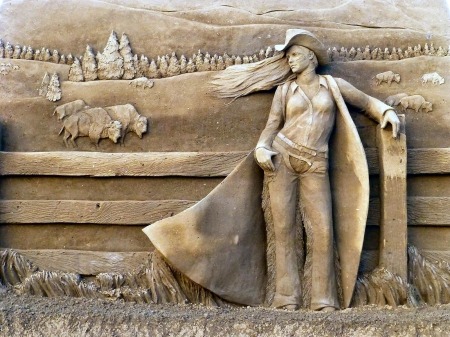 Cowgirl Memorial - women, memorial, female, hats, buffalo, girls, cowgirls, art, westerns