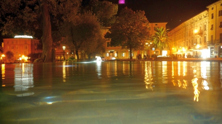 grab the moment - reflections, water, evening, city, buildings, fountains, nature, lights, Italy, castle