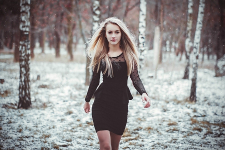 ✩✩  ~ A Winters Day ~ ✩✩ - Trees, Girl, Winter, Snow