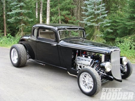 1934-Plymouth - classic, mopar, black, hotrod