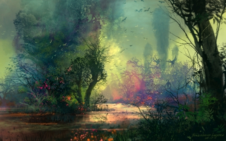 RiverBank - abstract, fantasy, art, riverbank