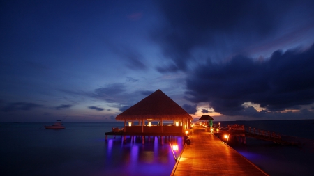 The sea - restaurant, pier, landscape, the sea