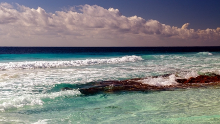 Cloudy Sky over Beach - nature, oceans, beaches, clouds