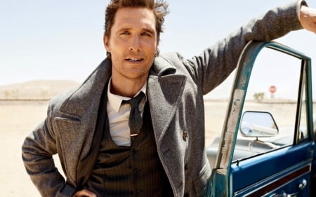 Matthew McConaughey - matthew mcconaughey, car, coat, actor, man, autumn