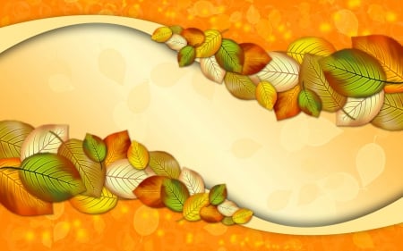 Happy Autumn! - leaf, orange, yellow, vector, autumn, green