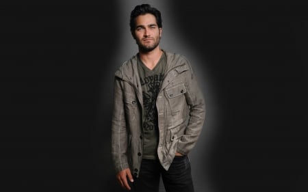 Tyler Hoechlin - black, tyler hoechlin, tv series, teen wolf, actor, man