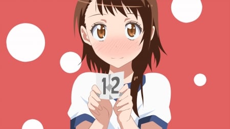 No.12 - Anime Girl, Blushing, Brunette, Nisekoi, Onodera, Anime, Kosaki Onodera, 12, Kosaki, White Dots